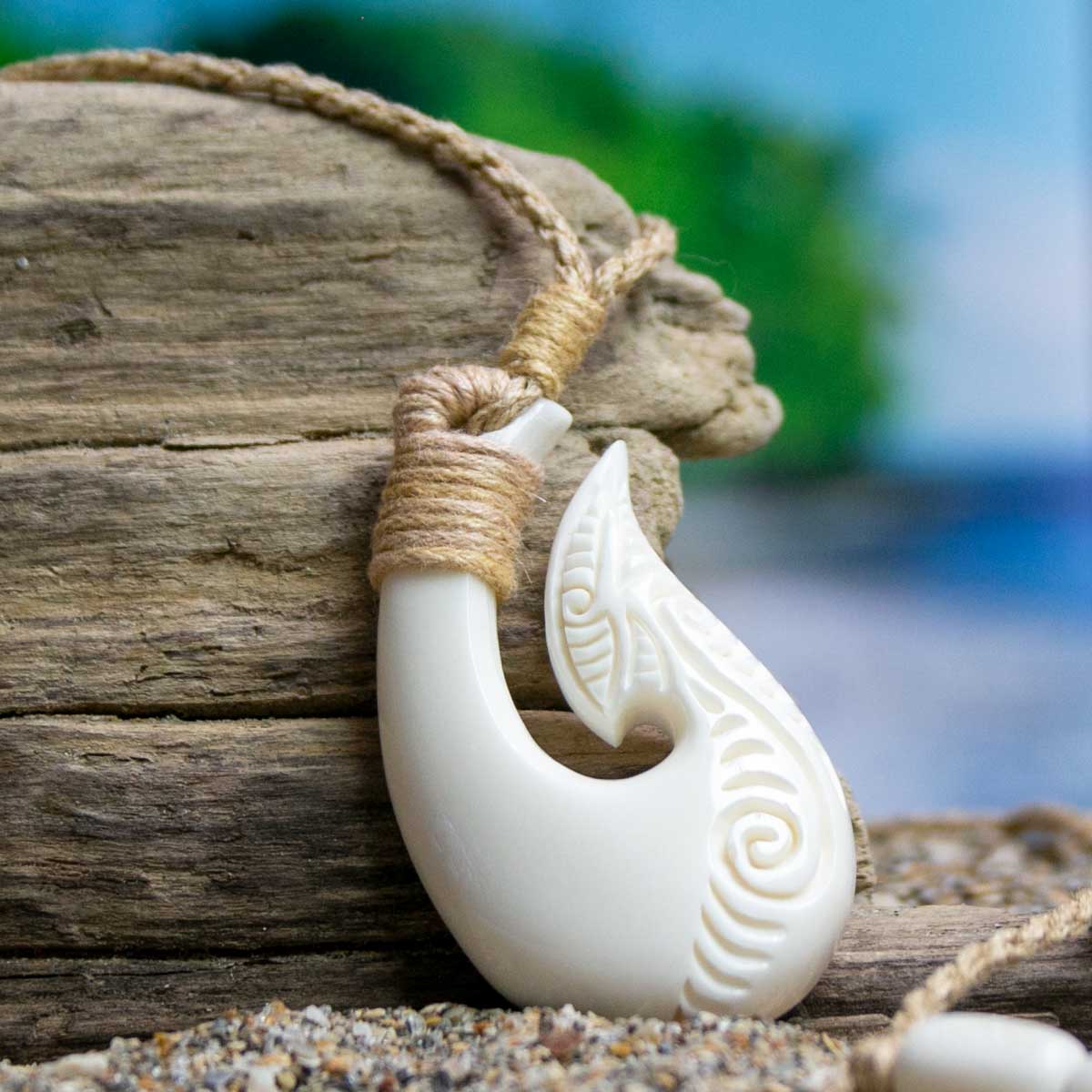 Hei Matau Fish Hook Necklace - Hand Carved Necklace - from Bali