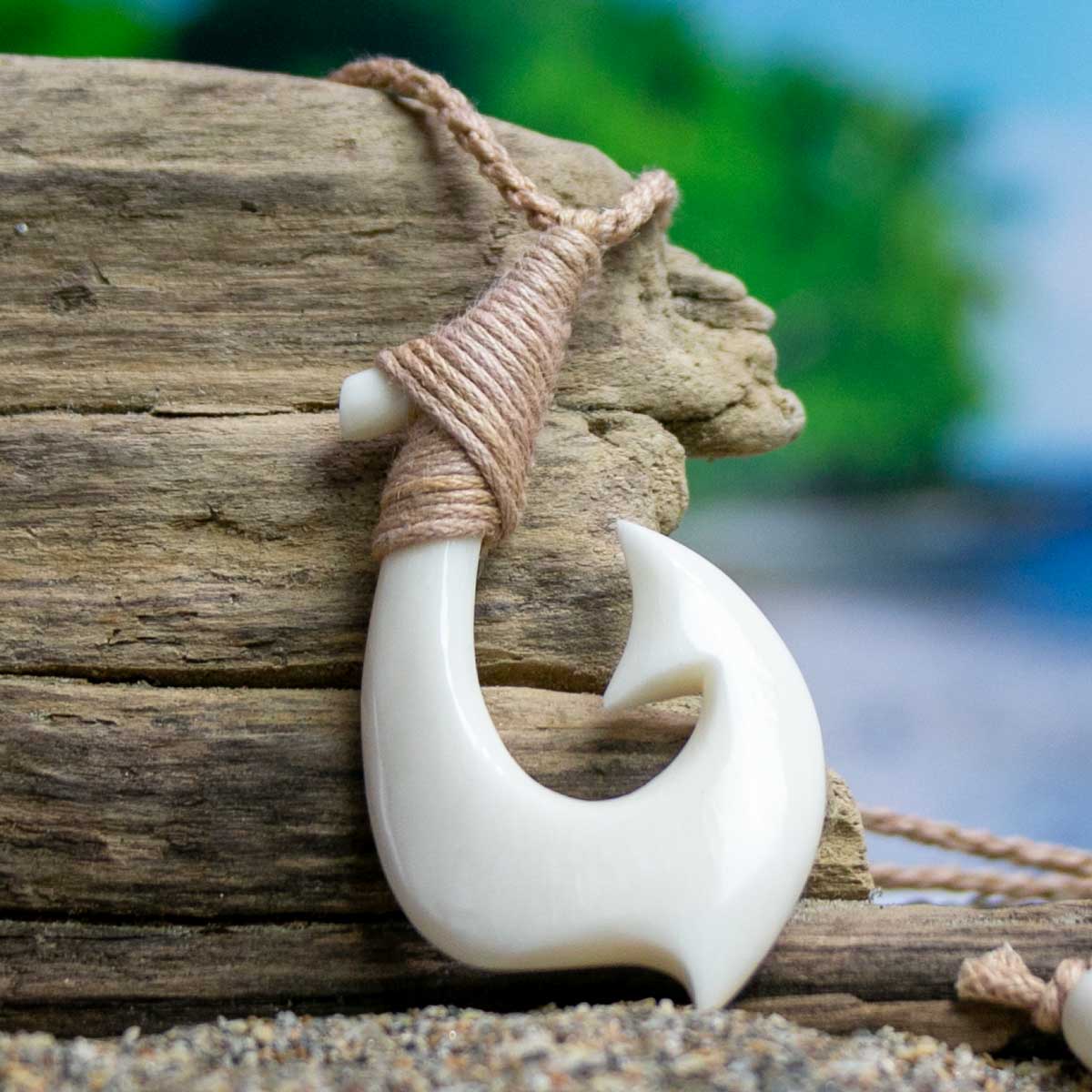 Fish Hook Necklace - Hand Carved Necklace - from Bali Necklaces