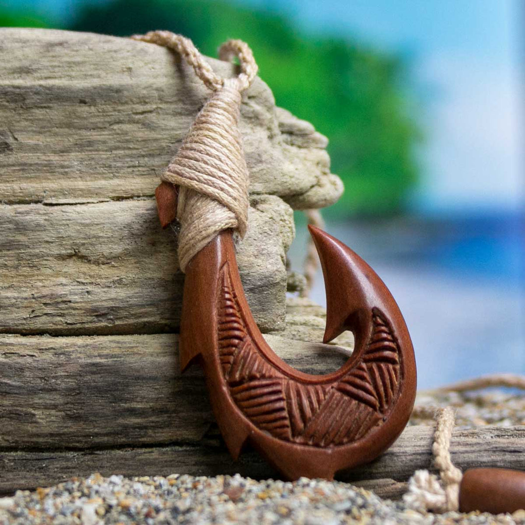 Fish Hook Necklace - Hand Carved Necklace - from Bali Necklaces