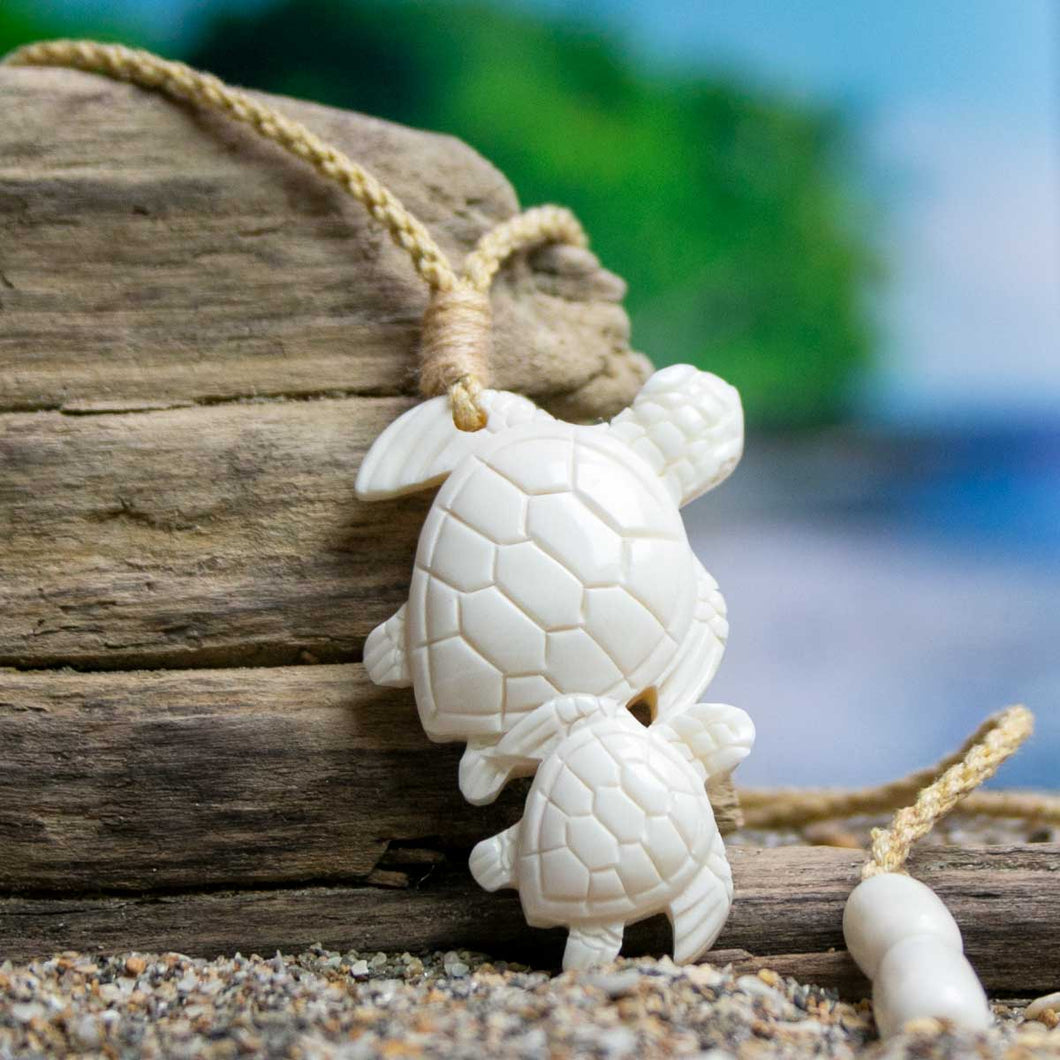 Hand Carved Buffalo Bone Sea Turtle Necklace - Natural Designer Gemsto –  Henryka