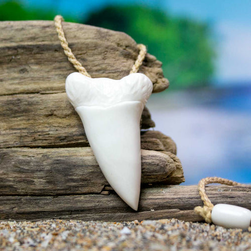 Bali Necklaces hand carved mako shark tooth necklace