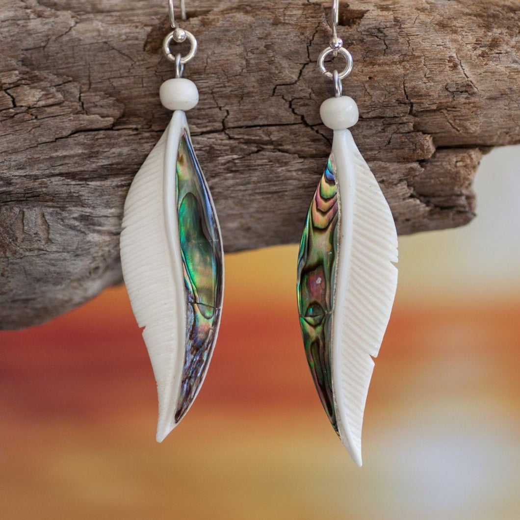 Abalone Feather Earrings Earring Bali Necklaces 