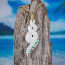 Load image into Gallery viewer, twist necklace hawaiian necklace with abalone hand carved by bali necklaces
