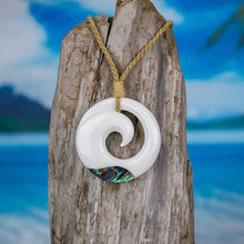 Load image into Gallery viewer, ocean jewelry ocean wave necklace hand carved by bali necklaces
