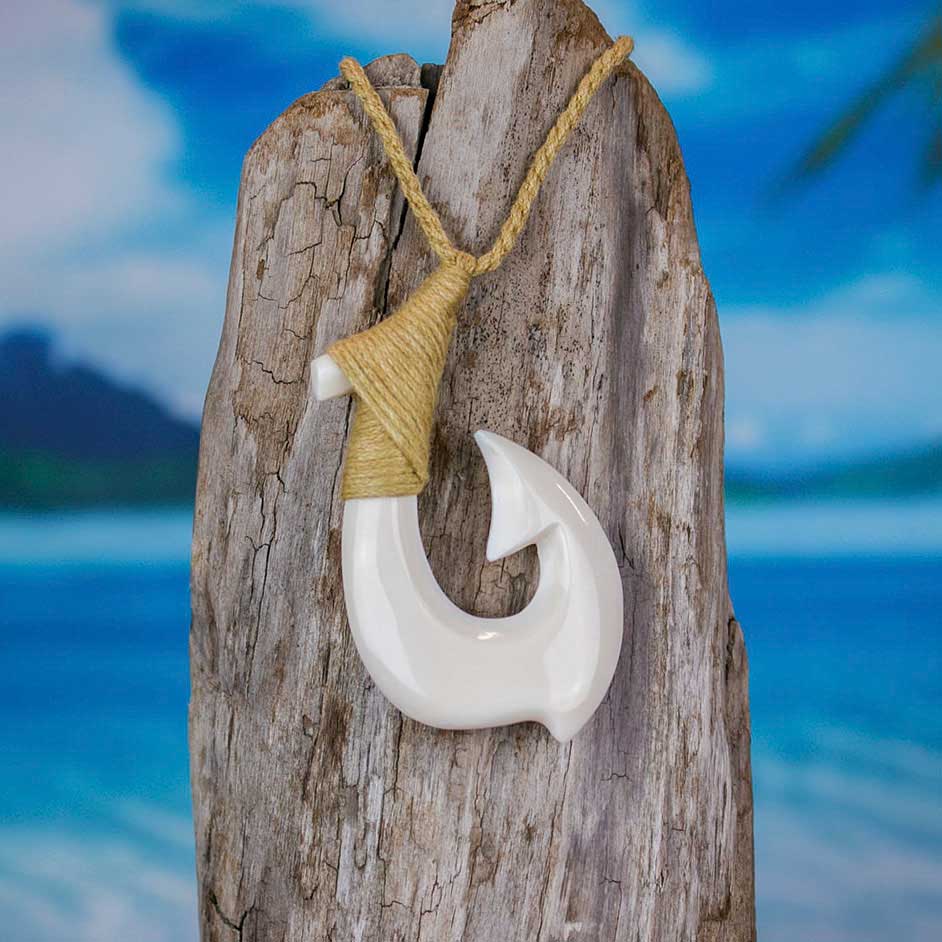 Fish Hook Necklace - Hand Carved Necklace - from Bali Necklaces