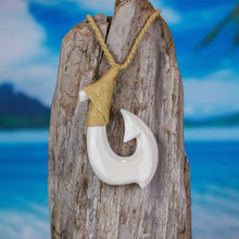 Load image into Gallery viewer, fish hook necklace hawaiian necklace bali necklace hand carved necklace
