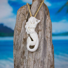 Load image into Gallery viewer, mermaid necklace mermaid jewelry hand carved by bali necklaces
