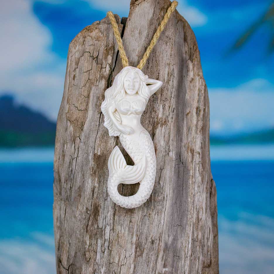 mermaid necklace mermaid jewelry hand carved by bali necklaces