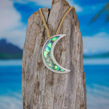 Load image into Gallery viewer, moon necklace moon jewelry moon glow hand carved by bali necklaces
