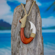 Load image into Gallery viewer, fish hook necklace fish hook jewelry hand carved by bali necklaces

