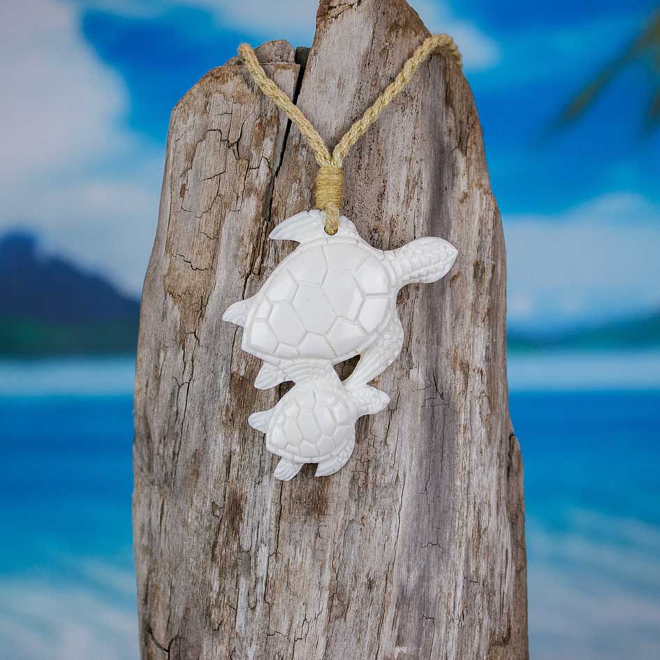 Hawaiian Jewelry Bone Honu Sea Turtle Plumeria Flower Pendant Puka Shell  Necklace From Maui Hawaii